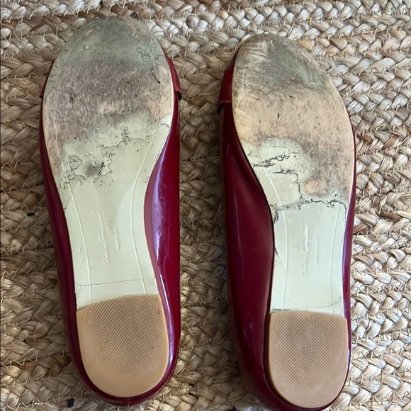 Salvatore Ferragamo Dark Red Flats with Gold Bow - Picture 3 of 7